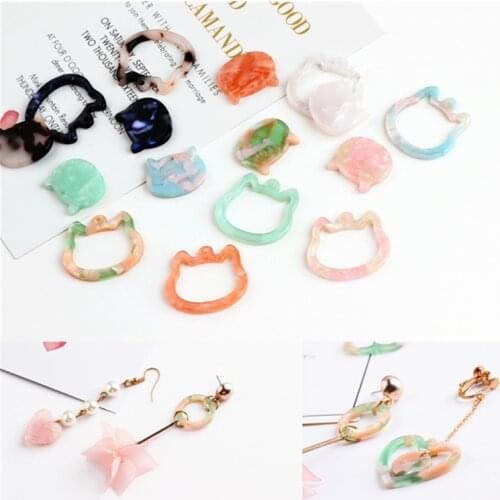 DIY earrings pendant jewelry accessories material imported from South Korea acetic acid fresh powder green cartoon Hello KT cat