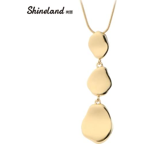 Shineland Unique Long Snake Chain Trendy Geometric Alloy Polished Necklace & Pendant Women Collares Bijoux 2018 Hot