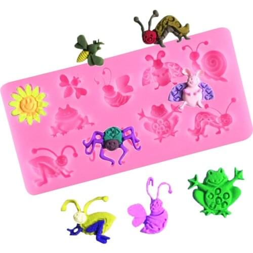 Cute Silicone Mold Cake Mold Food Grade Fondant Insect Shape Multi-purpose Pink for Cake Decoration Tools DIY Resin Mold