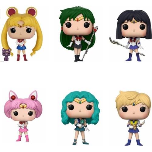 Funko POP Sailor Moon&Luna Theme Figure Statue Hare Character Action Figure Doll Sailor Chibi Moon Sailor Neptune Gift for Girls