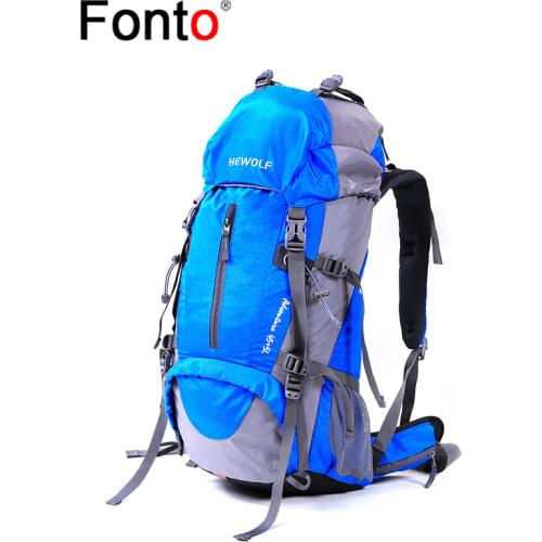 50L Outdoor Camping Bag Rainproof Traveling Hiking Trekking Backpack Men Women Climbing Knapsack With Rain Cover