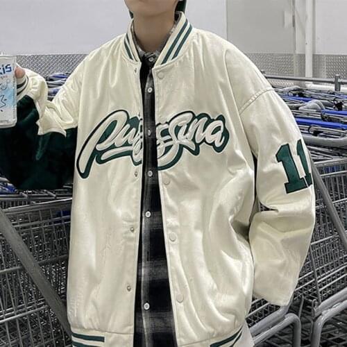Vintage Letter Embroidery Baseball Jackets Single-breasted Oversize Varsity Baseball Uniform Korean Style Casual Loose Coats