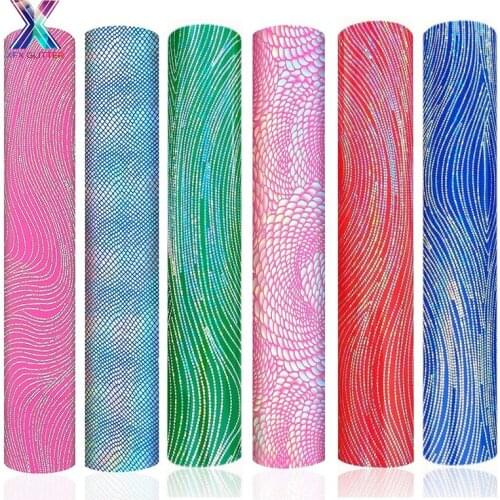 XFX HTV Iron on Transfer 25x100cm Holographic Blue Laser Heat Transfer Vinyl Iron for T-Shirt Decoration Cricut Iridescent HTV