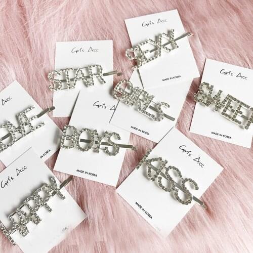 Letters Hairgrip Headwear 2019 Fashion Korea Imitiation for Women Girls Handmade Pearl Flowers Hairpins Hair Accessories