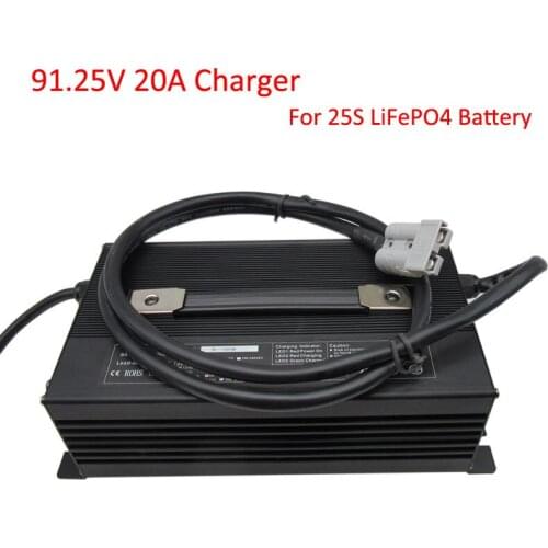 2000W 91.25V 20A LiFePO4 Battery Charger For 25S 80V 10A LFP Bateria RV EV Power Forklift Touring Car Battery Charger