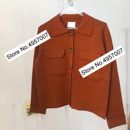 Elfbop Wool Blend Long Sleeve Lapel Knitted Jacket Outerwear Top - Women 2019 Newest Knitted Cardigan Outerwear