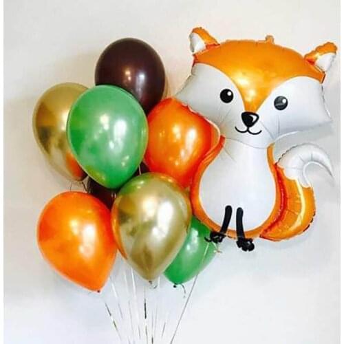 1set Animal Balloons Fox Raccoon Squirrel Foil Balloon Kids Birthday Jungle Party Decor Baby Shower Boy Girl First Party Balloon