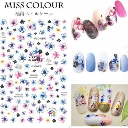 1Sheet 3D Bloomy Floral Daisy Slider Adhesive Nail Art Stickers Creative Super Thin Nail Wraps Beauty Tips Decorations for Women