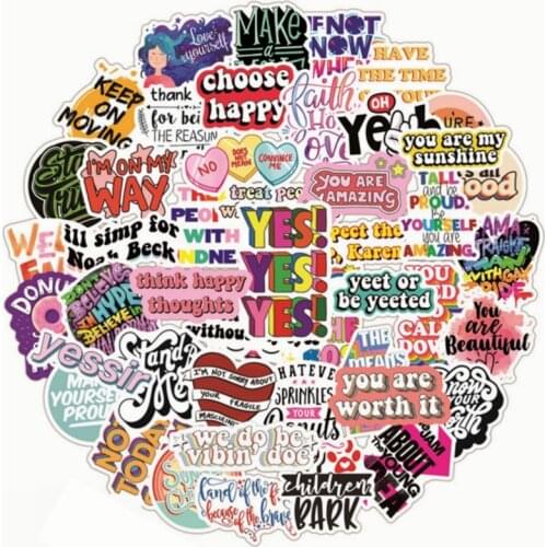 10/50pcs Colorful Motivational Phrases Stickers Kid Inspiring Positive Sticker DIY Laptop Study Room Scrapbooking Graffiti Decal