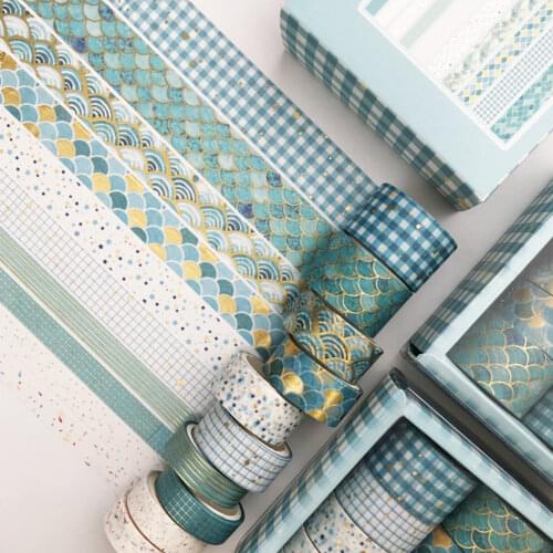 10pcs/set Creative Black Bronzing Combination Washi Tape Cute Decor Masking Tape Stickers DIY Journal Album Stationery Decor Hot