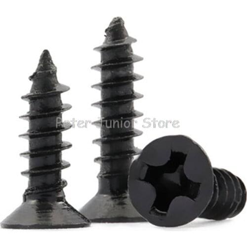100Pcs Black Self-tapping Screws M1.4 M1.7 M2 M2.3 M2.6 Countersunk Flat Head Electronic Small Screws GMN