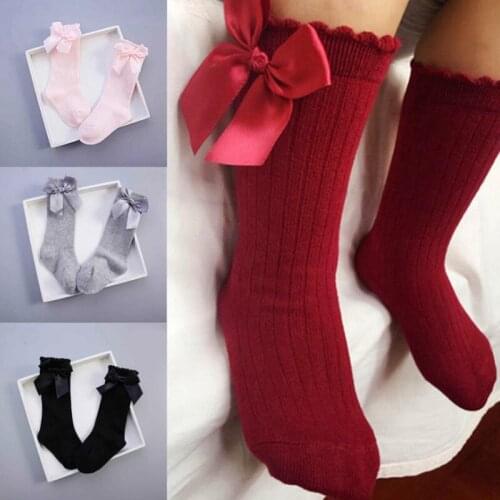 2020 Newborn baby girls socks Summer Mesh socks kids bow knee high long socks sokken princess infant baby knee socks