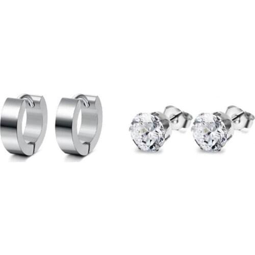 2021 New Fashion Cool Punk 6 Pairs Earrings Wear-resistant Rhinestone Inlaid Stainless Steel Stylish Ear Clips for Daily