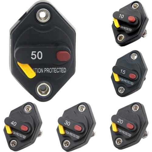 32v DC Circuit Breaker Fuse Inverter with Manual Reset Button Switch Fuses 12V 10A/15A/20A/30A/40A/50A,Panel Mount