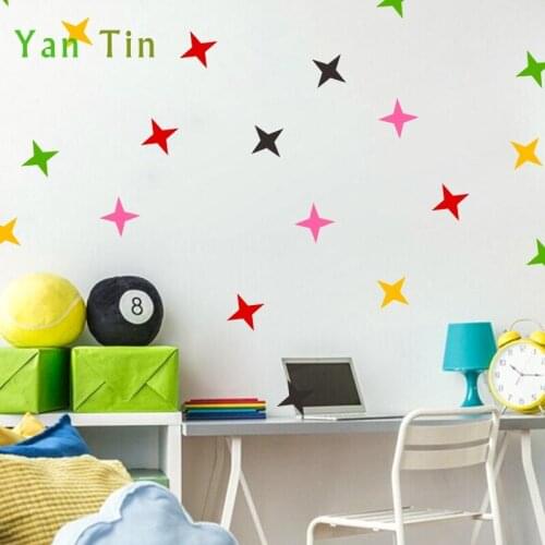 35pcs/set Cartoon Four-pointed Stars Shape Wall Stickers For Kids Baby Rooms Nursery Wall Decals DIY Vinyl Star Art Mural Poster
