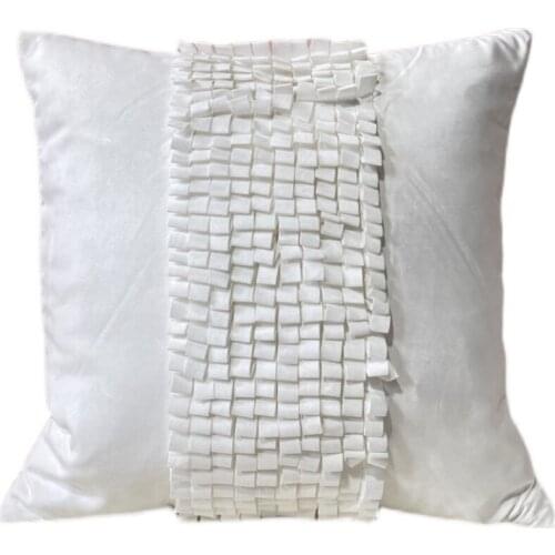 45x45cm handmade suede white pleated cushion cover pillowcase sofa throw pillow cover for backrest