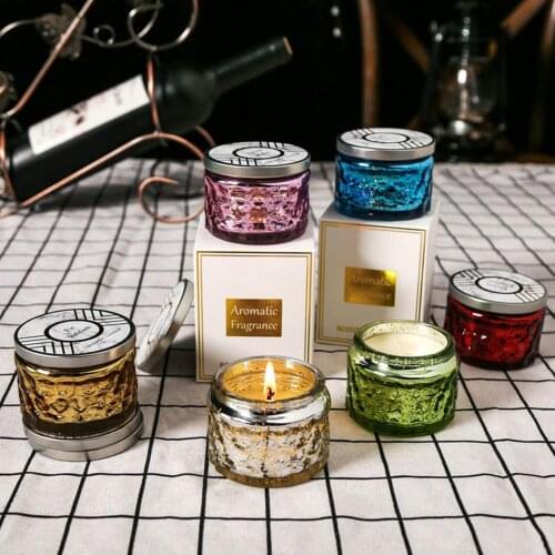 Essential Oils Scent Smokeless Incense Scented Candles in Glass Burn 25 Hours