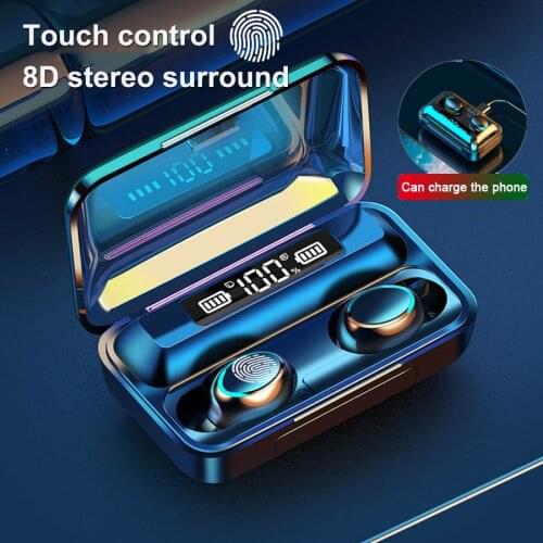 Wireless Earphones Bluetooth V5.0 TWS Wireless Headphones LED Display 1500mAh Power Bank Headsets for Ios Android Lotus Samsung