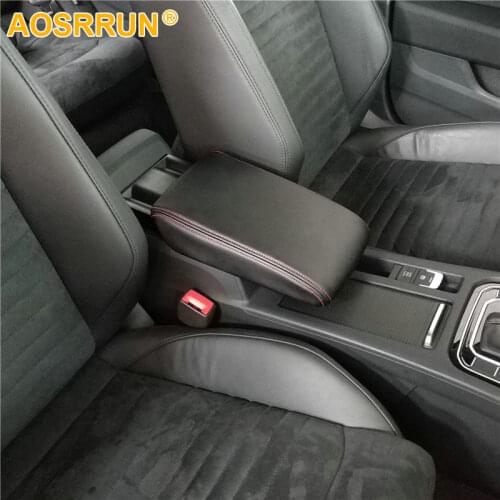 AOSRRUN PU leather Car Armrest Box Cover Car Accessories For VW Volkswagen Passat B8 Sedan Variant Alltrack 2017 2018