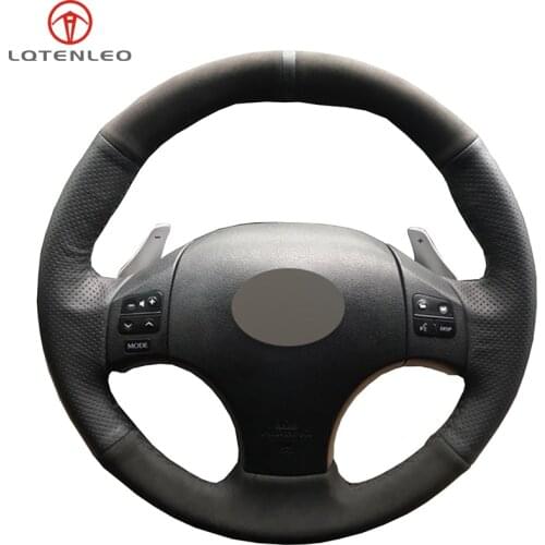 LQTENLEO Black Leather Suede Sew Car Steering Wheel Cover For Lexus IS IS250 IS250C IS300 IS300C IS350 IS350C F SPORT