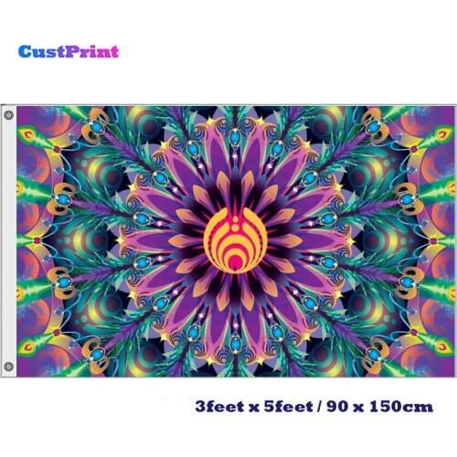 CustPrint 3x5 Feet Colorful Kaleidoscope Bassnectar Flag 100D Polyester Digital Print Flags and Banners