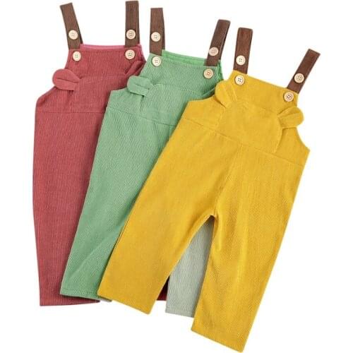 1-6Y Kids Overalls Baby Boy Girl Cartoon Suspender Pant Romper Jumpsuit Outfits Corduroy Clothes