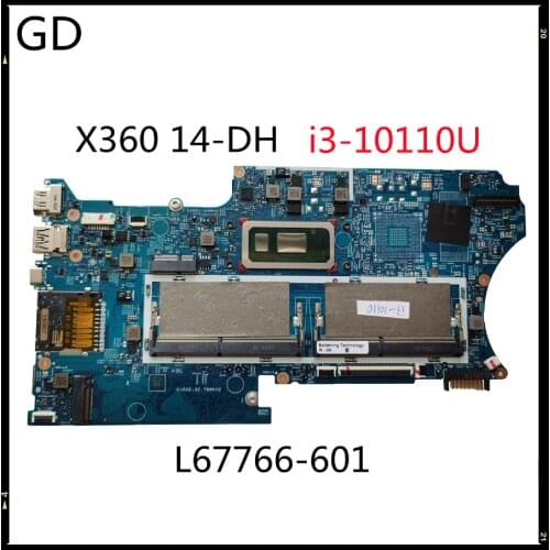 GD Original For HP Pavilion X360 14-DH Laptop Motherboard 18742-1448.0GG03.0011 i3-10110U DDR4 L67766-601 Full Tested