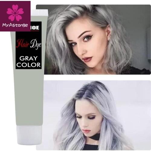 EELHOE 100ml Hair Color Cream Unisex Smoky Gray Punk Style Light Grey Silver Hair Dye DIY Hair Styling Coloring Products
