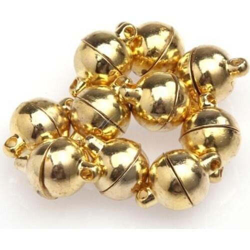 Bracelet Necklace Round Beads Magnetic Clasp DIY Connectors Accessories Sliver Gold Jewelry Making Fittings 6mm 10pcs