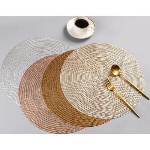 Hot Sale 38cm Hotel Restaurant Round PVC Placemat Cocktail napkin Napkin Nordic Anti-scalding Insulation Table Mat Steak Pad