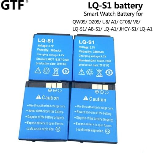 New LQ-S1 Smart Watch Battery 3.7v 380mAh Lithium Rechargeable Battery LQ-S1 Replacement for QW09 DZ09 W8 A1 V8 X6 SmartWatch
