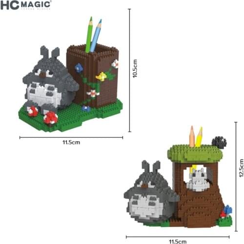 HC Mini Blocks Cartoon Building Bricks for Kids Toy Totoro Anime Model Children Educational Gifts Can Be Used Pencil Vase