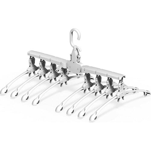 Multifunctional Clothes Hanger 360° Rotation Saving Space Folding Shirt Rack with Removable Clips for Underwear, Socks