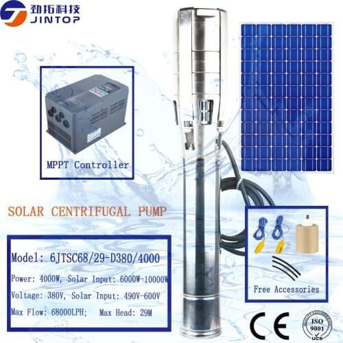 MODEL 6JTSC68/29-D380/4000) JINTOP SOLAR PUMP 68T/H 29M 4KW DC380V Solar Water Pump Farmland Irrigation System Deep Well Submer