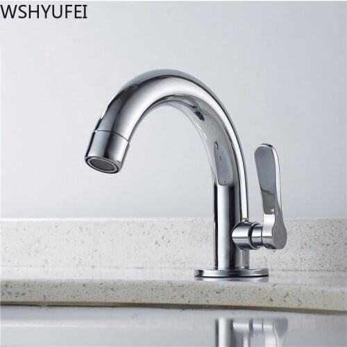 Single cold stainless steel faucet wash basin single cold faucet quick open bathroom kitchen deck installation basin faucet