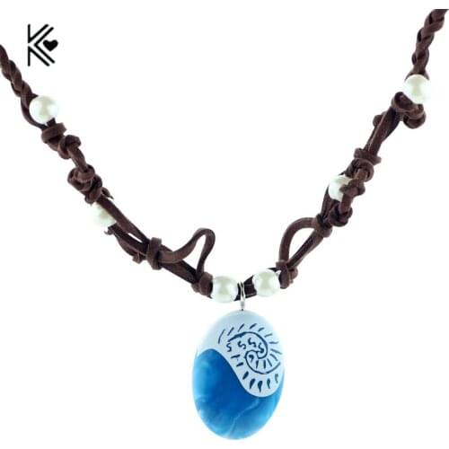 Movie Moana Pendant &Necklace Polynesia Princess Moana Necklace Leather Chain 60cm Ocean Romance for Women Christmas Party Gift