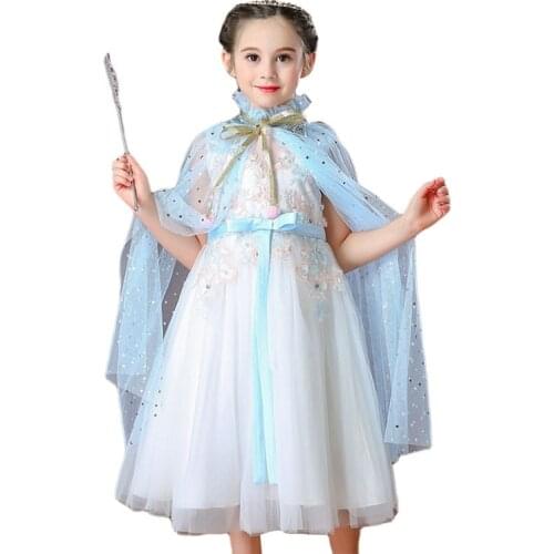 Girl Princess Party Mermaid Tail Costume Drawstring Sequin Tulle Cape Cloak Halloween Princess Cosplay Cloak Stage Performance