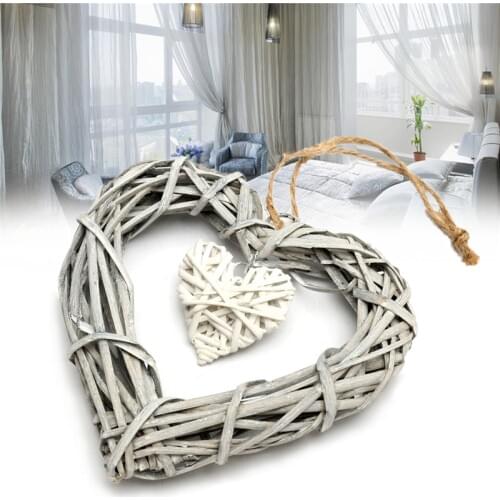 Wicker Hanging Heart In Grey White Wreath Color Rattan Sepak Takraw Wedding Supplies Home Party Decoration