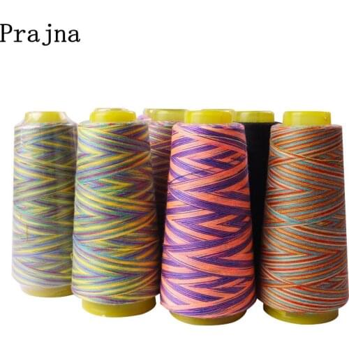 Prajna 2PCS High Quality Polyester Sewing Thread Color Gradient 40/2 1500Y 6 Colors Threads For Overlock Machine Sewing Threads