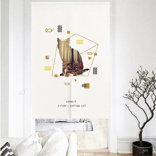 Geometric Simplicity Cotton Linen Fabric Curtain Kitchen Bedroom Door Curtain Geomantic Partition Curtain Blackout Curtain