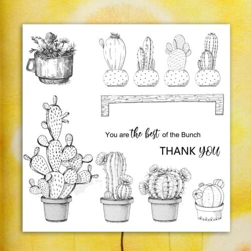 AZSG Potted Cactus Clear Stamps For DIY Scrapbooking / Card Making / Album Decorative Rubber Stamp Crafts