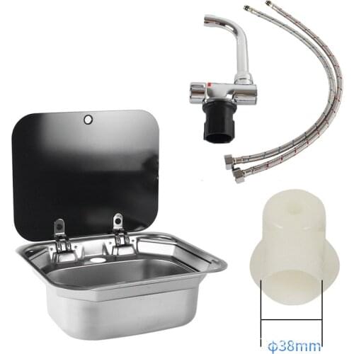 TOPWELLRV RV Caravan Camper Kitchen Stainleless Steel Sink Hand Wash Single Bowl Basin Sink for Bathroom