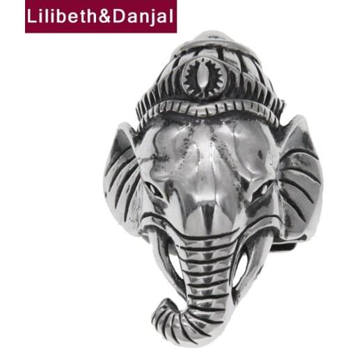 Proboscis Elephant Adjustable Finger Ring Real 925 Sterling Silver Vintage Fashion Fine Jewelry Women Men 2021 Free Shipping R15