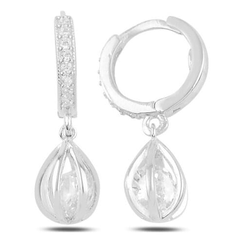 Silver 925 Sterling Dangle Movable Zircon Cubic Zirconia Drop Hagi Earrings