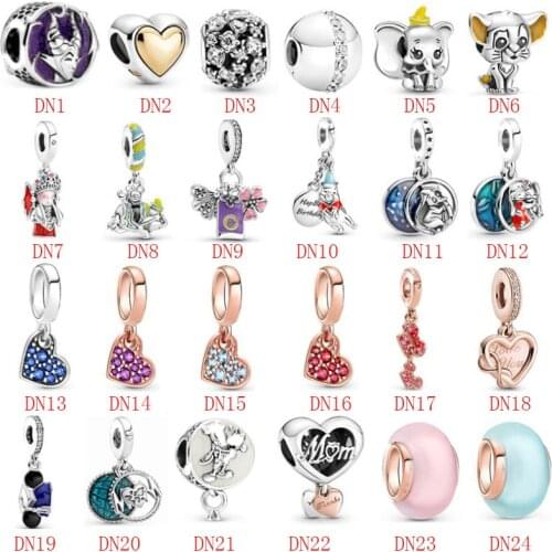 2021 Authentic S925 Silver Charms 925 Sterling Heart mum Earphone Charm Bracelet and Necklace Girl Gift Jewelry