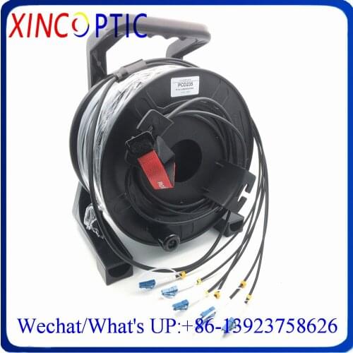 SM,6C,G657A,LSZH/TPU Armored Black Cable,4.8mm,6Cores LC/UPC-LC/ST/SC/FCUPC Fiber Optic Patch Cord Jumper,100M With PCD235 Reel