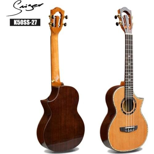 Smiger 1Pc 26 Inch Hawaii Ukulele K50SS Solid Cedar Top Ukulele Solid Rosewood Back&Sides All Solid Tenor Sharp Cutaway With Bag