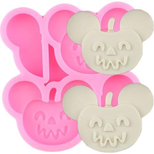 Disney Mickey Straw Topper Silicone Mold Pumpkin Candy Chocolate Fondant Cake Decorating Tools DIY Keychain Epoxy Resin Moulds