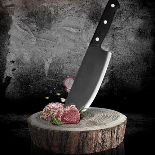 Tranditional Stainless Steel Butcher Knife Black Color Wooden Handle Kitchen Knife For Meat Cutting Chef Meat Cleaver Knife