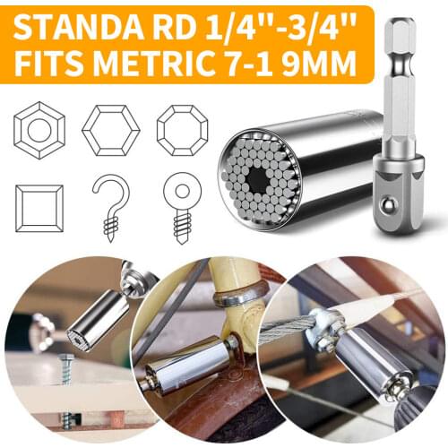 7-19mm Universal Wrench Torque Head Set Socket Sleeve Ratchet 3/8 Bushing Spanner Magic Grip Tool Multifunction Socket Wrench
